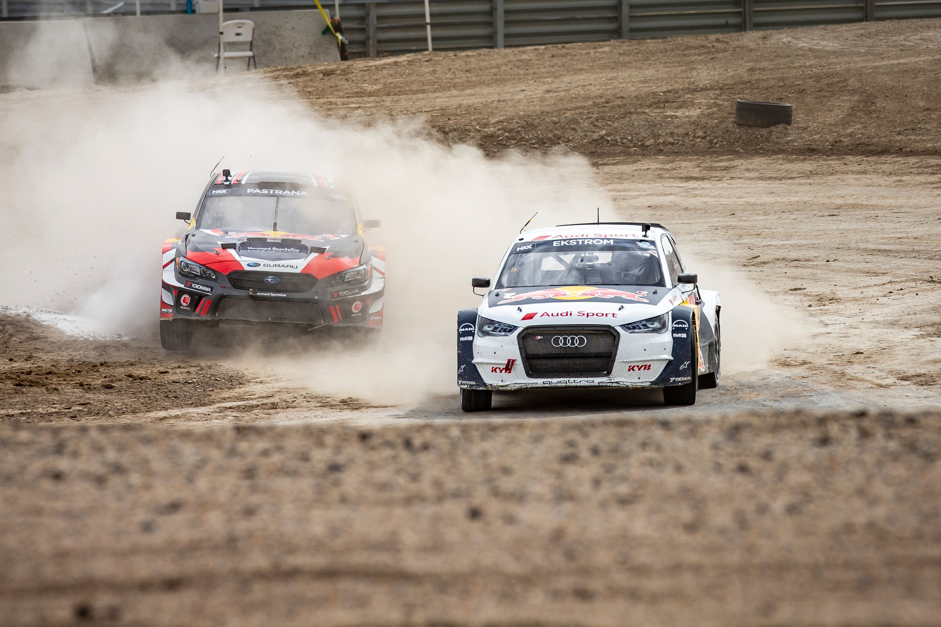 (L-R) Travis Pastrana and Mattias Ekstrom