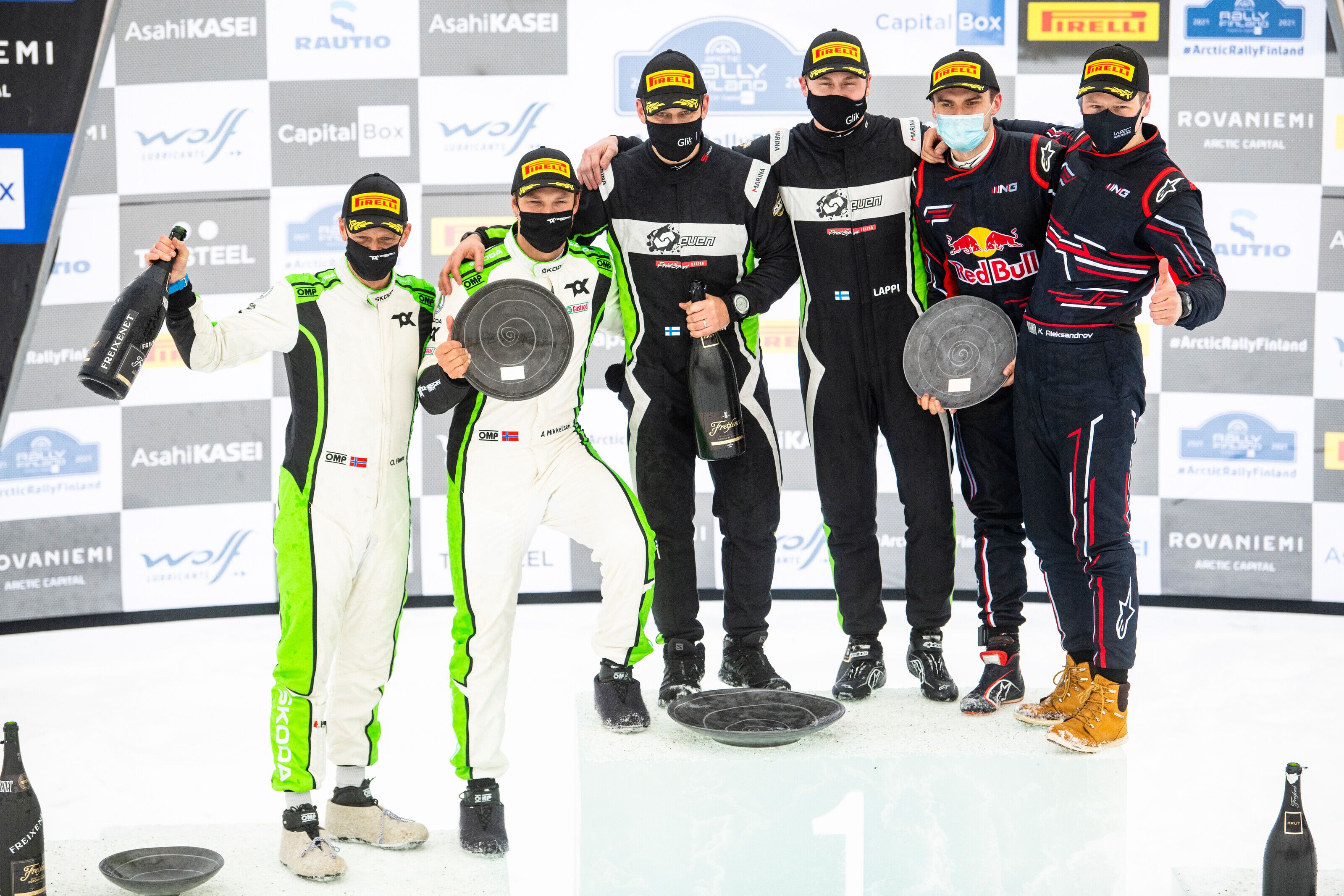 Esapekka Lappi, Andreas Mikkelsen and Nikolay Gryazin