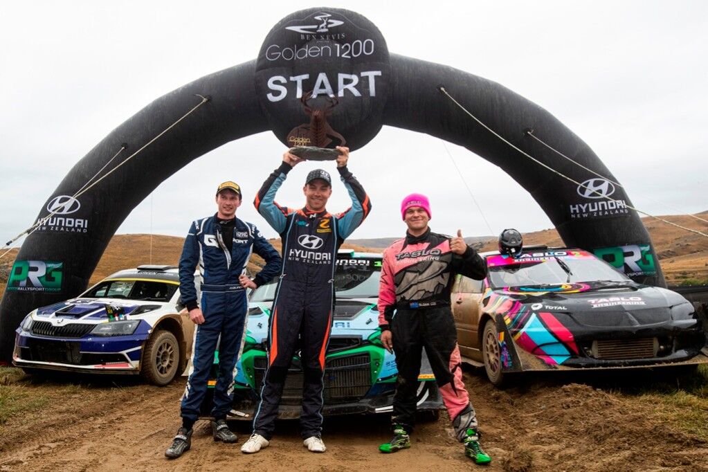Golden 1200 top three Job Quantock Hayden Paddon Sloan Cox